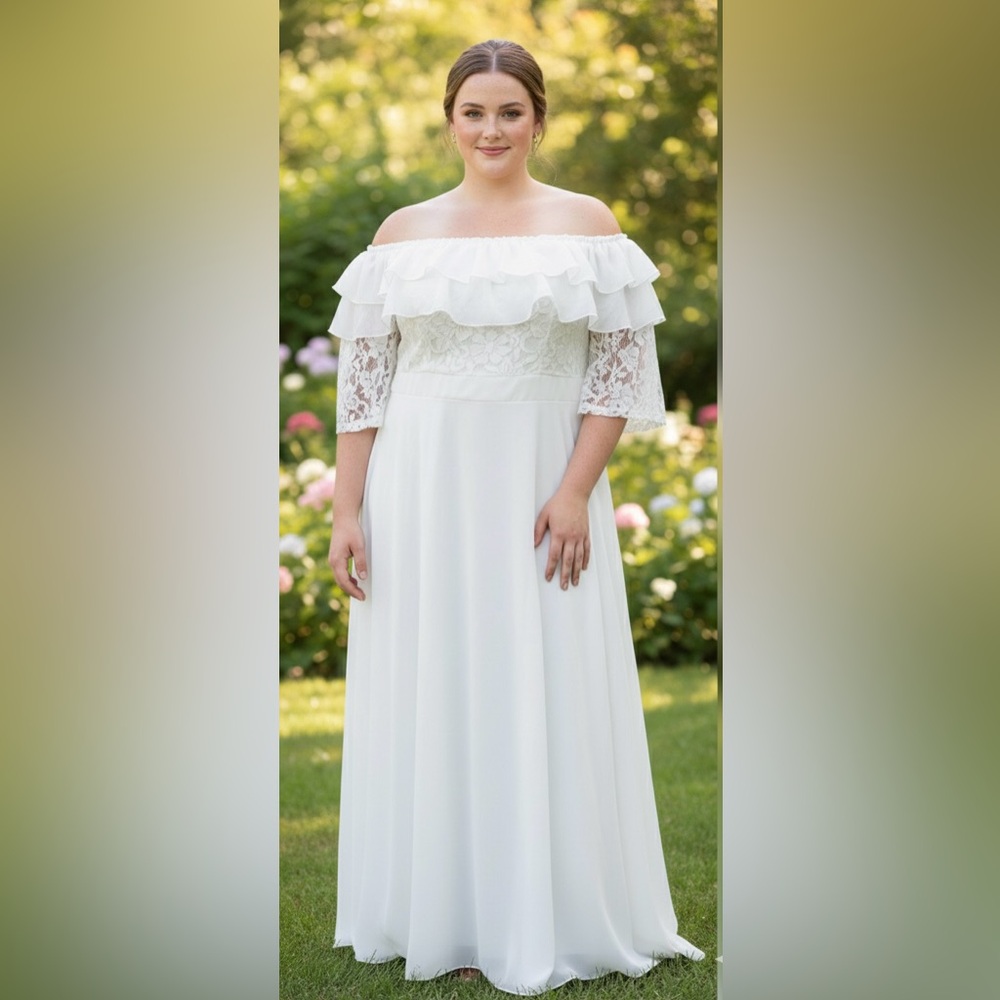 Off-White Plus Size Bridal Boutique Dress - Picture 3 of 8